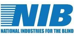 N I B and National Industries for the Blind in blue on white background