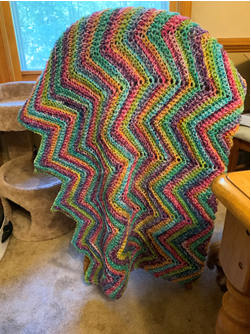 108 - Rainbow Ripple Crochet Throw