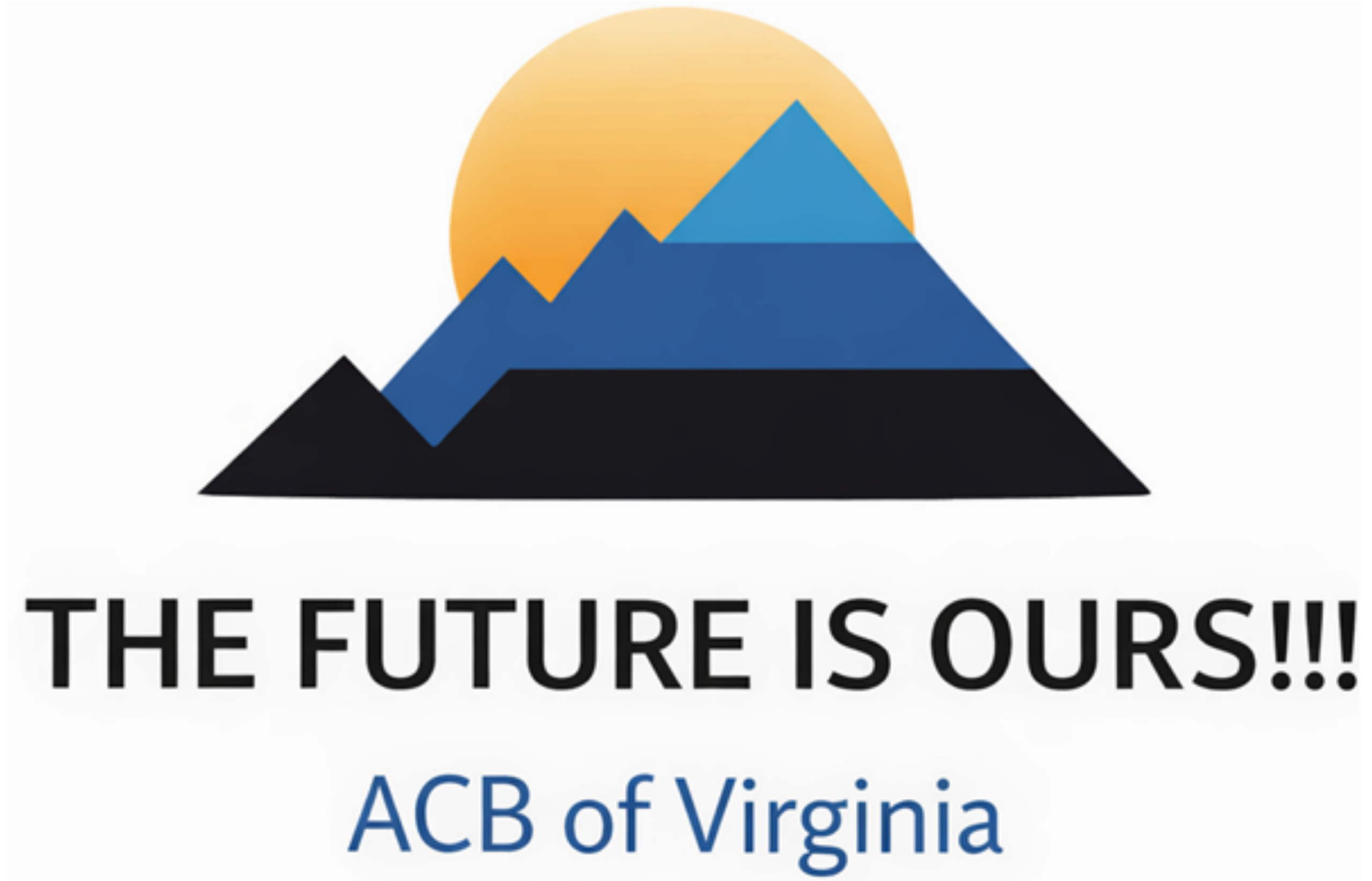 Rising sun behind blue mountains. The Future is Ours!